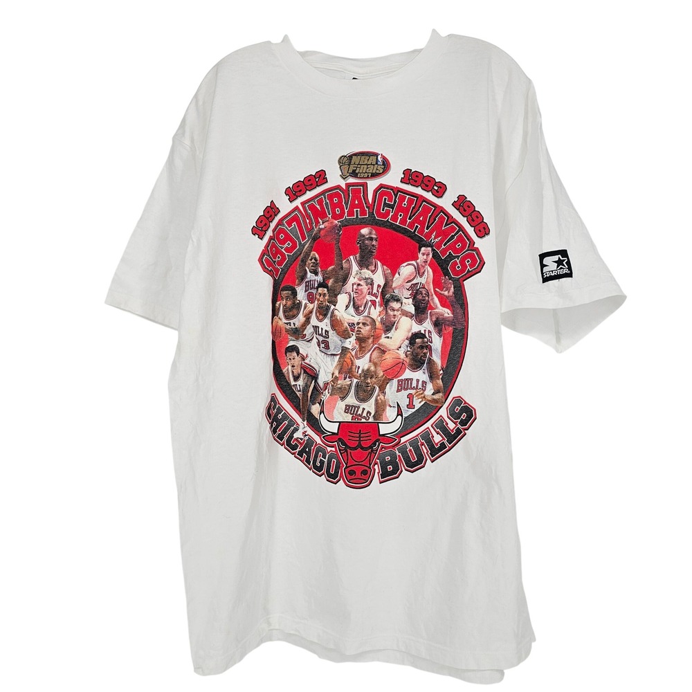 Vintage 1997‎ Starter Chicago Bulls NBA Champions T Shirt L White NBA Basketball